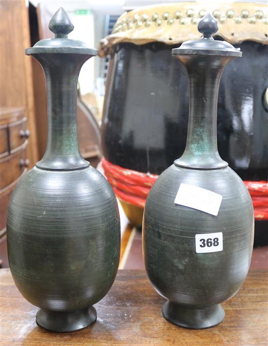 Pair of bronze vases